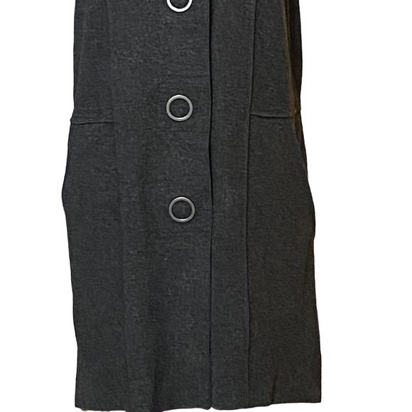 Habitat Women's Gray Long Line Snap Front Vest Collared Sleeveless Lagenlook M - Picture 3 of 7
